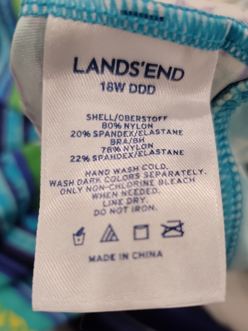 Land's End Plus Two-Piece Swimsuit Top 18W DDD Bottom 20W Blue EUC - Picture 3 of 4